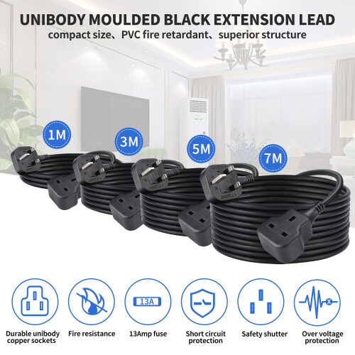 TISDLIP 5M Extension Lead Basic Single Socket Exte 1