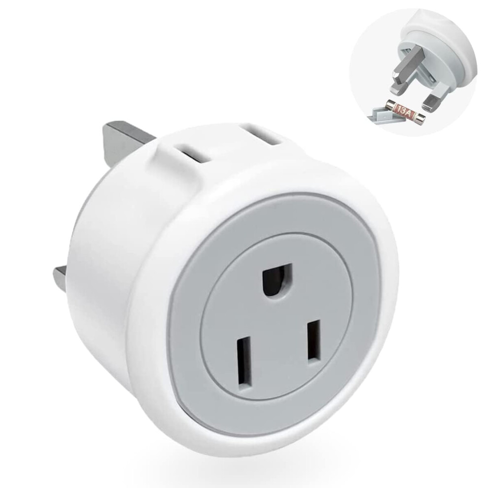 Shuomao Us To Uk Plug Adapter, 2 In 1 Usa To Uk Travel Adaptor With 13A Fuse,American Converter Plug Power Adapter For America,Canada,China,Japan,Mexi