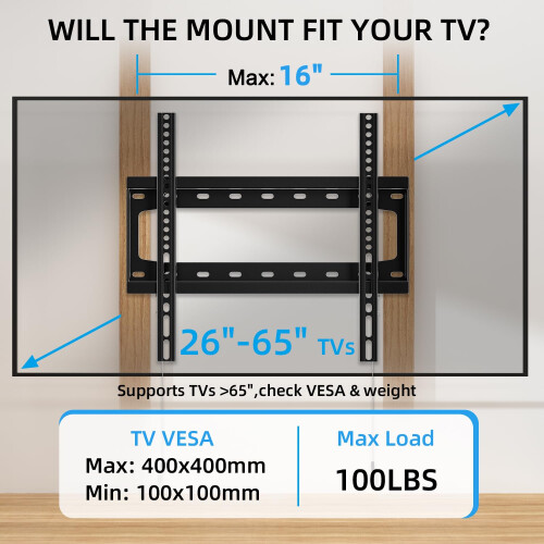 HOME VISION Fixed TV Wall Bracket for 26-65 Inch F 1