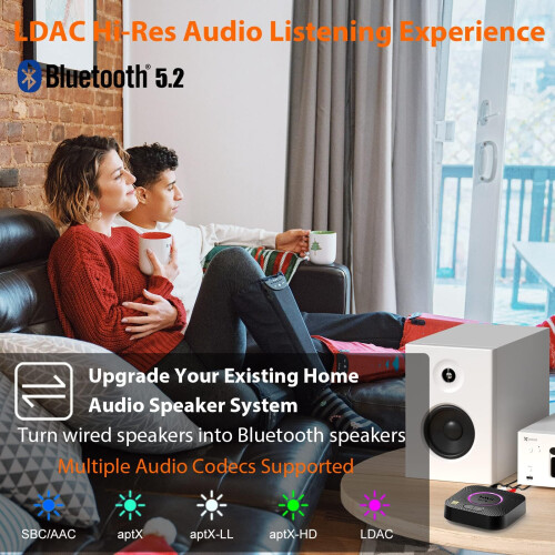 1Mii B06S+ LDAC Bluetooth 5.2 Receiver for Home St 1