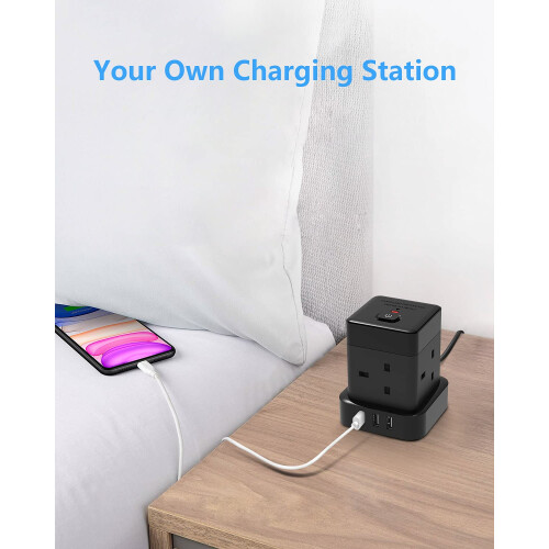 Cube Extension Lead with USB Baykul 4M Power Strip 1
