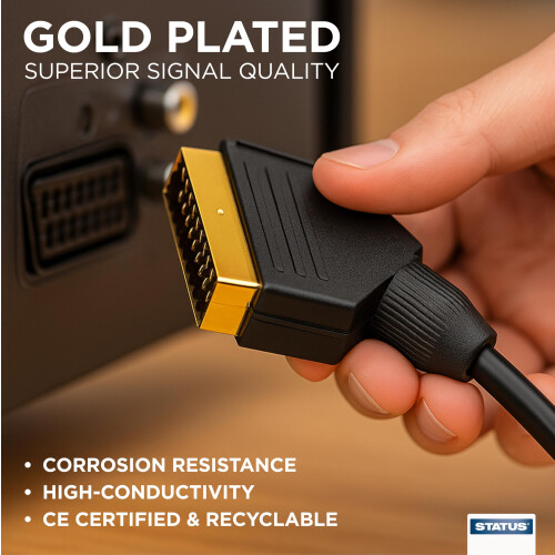 Status Status 2m Scart Lead, 21‑Pin, Gold‑Plated Cable wi 2