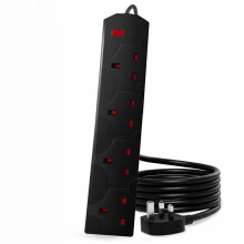Roe Tenpo 4 Gang 2 Metre Extension Lead UK Pin Plu