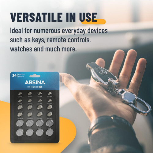 ABSINA button batteries mixed 24 pack Alkaline & L 1