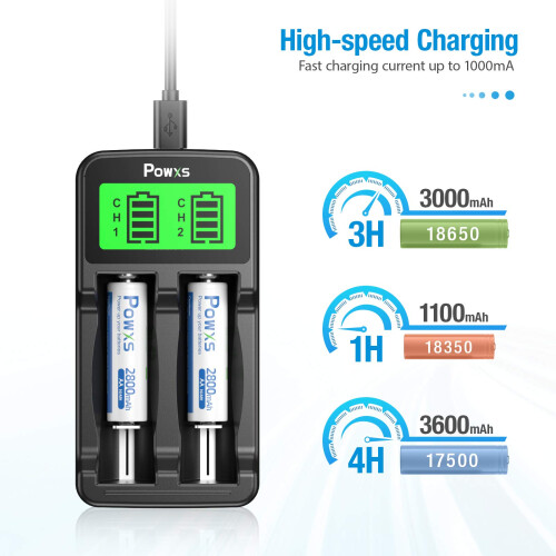 POWXS 18650 battery charger LCD Universal Intellig 2
