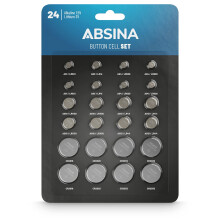 ABSINA button batteries mixed 24 pack Alkaline & L