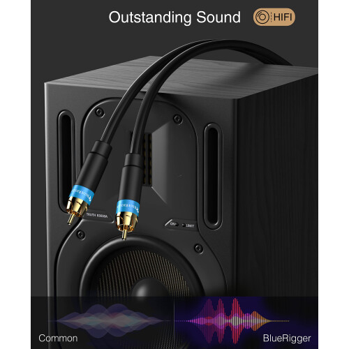 BlueRigger RCA Audio Subwoofer Cable (5M, Dual Shi 1