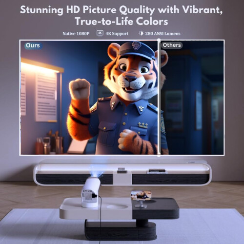 [Built-in Apps & 2025 Upgraded] Mini Projector wit 1