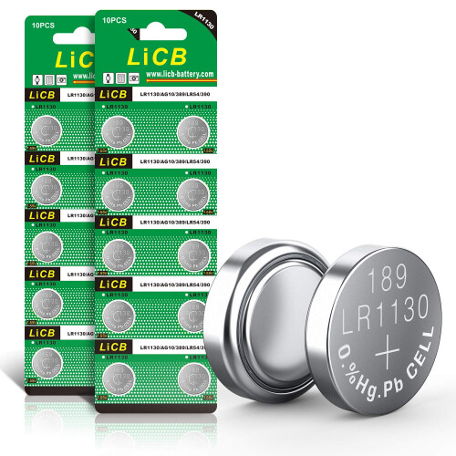 LiCB 20 PCS LR1130 AG10 Battery 1.5V Alkaline Butt