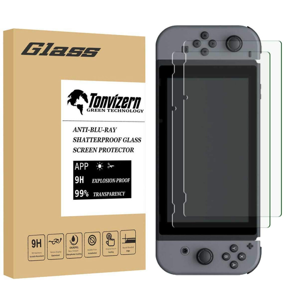 Tempered Glass Screen Protector 2 Pack For Nintendo Switch, Scratchresistant, Hd Clarity, Bubble 9187378945599