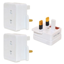 3pk Shaver and Toothbrush Plug Adaptors - 2 to 3 Pin Plugs, CE Approved, UK Fuse Rated 1A 250V ac 50/60Hz, Socket Converter for Electric Tooth Brushe