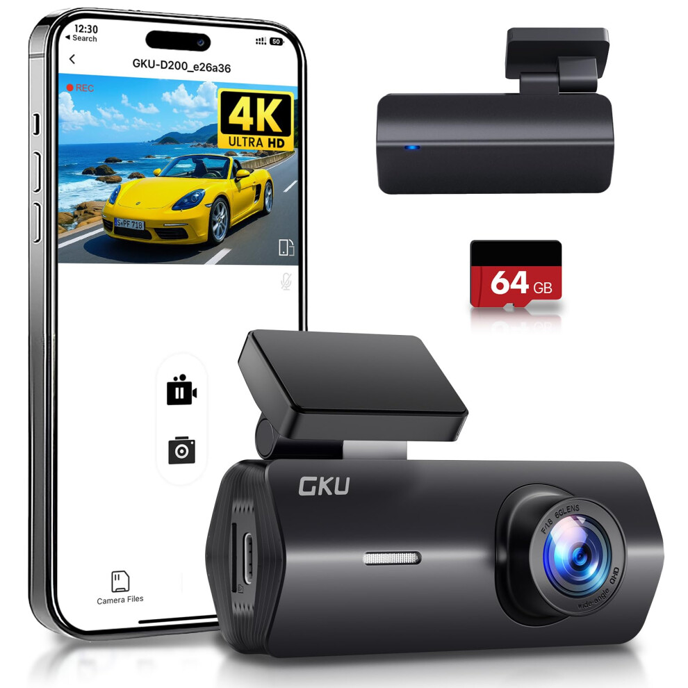 Gku 4K Dash Cam,Dash Cam Front With Uhd 2160P, Das 43588305