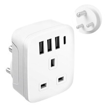 UK to India Plug Adapter,SHUOMAO Grounded UK to 3