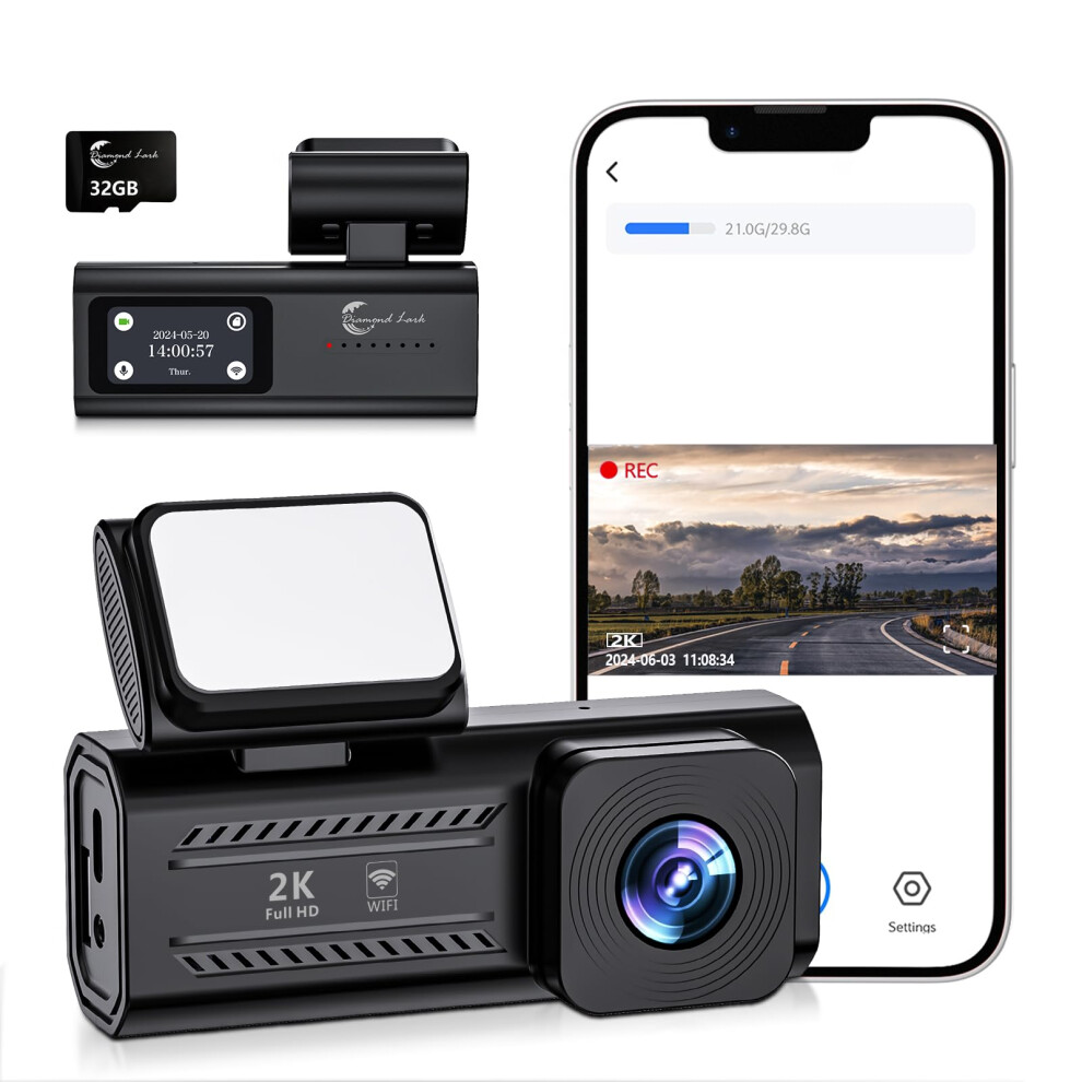 Diamond Lark 2K Front Dash Cam With Wifi, 1440P Ca 19976839