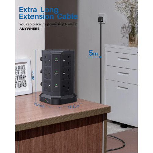 Tower Extension Lead With 5M Cable by KOOSLA, [13A 2