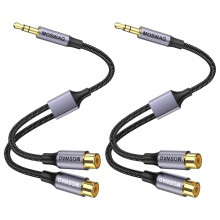 MOSWAG 3.5mm to Dual RCA Audio Cable 2 Packs,3.5mm Male to 2 RCA Female Headphone Jack to RCA Stereo Audio Adapter Compatible with Headphones,Home Sy