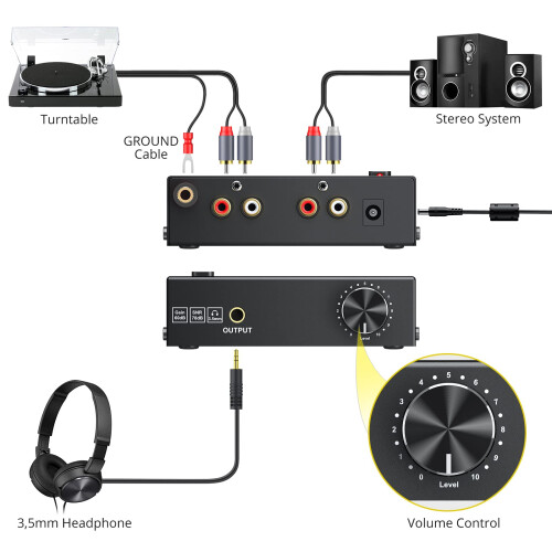 PROZOR Phono Preamp - Preamplifier for M/M Turntab 1