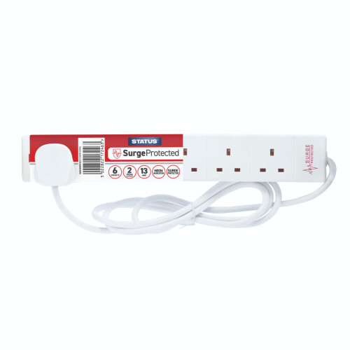 Status STATUS 6 Socket Surge-Protected Extension Lead, 2m