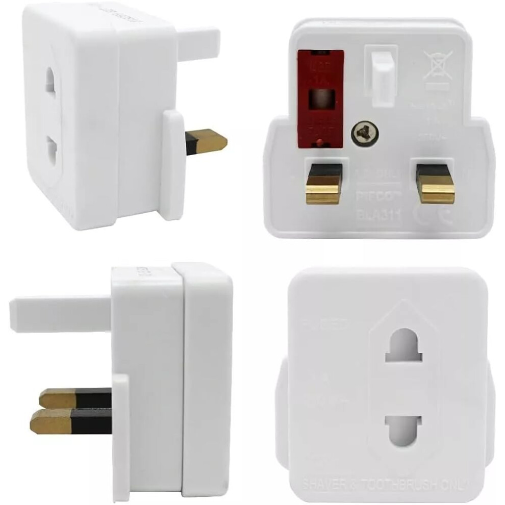 Jd Brands Toothbrush Adapter Plug Â Uk 3-Pin Shaver Plug Adaptor For European To Uk Conversion | Toothbrush & Shaver Charger Adapter 96134290