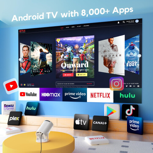[Built-in Apps & Auto Keystone] AKIYO O2 Projector 1