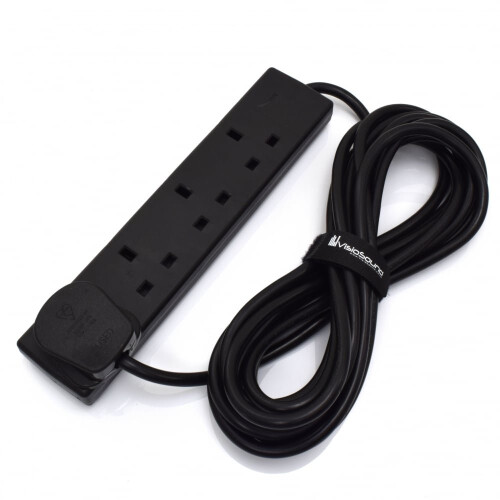 4-Gang Extension Trailing Lead - Black Multi Plug