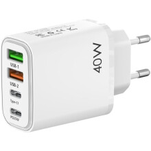 EU travel adapter charger, fast charging 2 USB C a