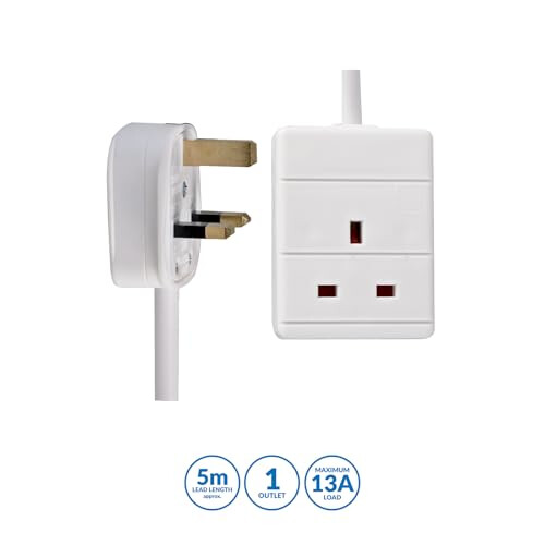 PRO ELEC - Extension Lead, 1 Socket, 5 Metres (Whi 1