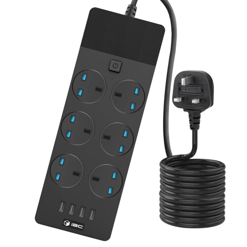 iBlockCube UK Extension Lead with 4 (2.1A) USB Slo