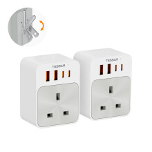TESSAN UK to US Plug Adaptor 2 Pack, Foldable USA