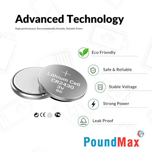 5 x PoundMax 2430 CR2430 DL2430 3V Lithium Coin Ce 2