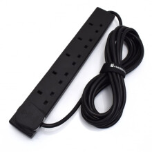 6-Gang Extension Trailing Lead - Black Multi Plug