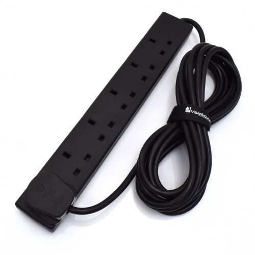 6-Gang Extension Trailing Lead - Black Multi Plug