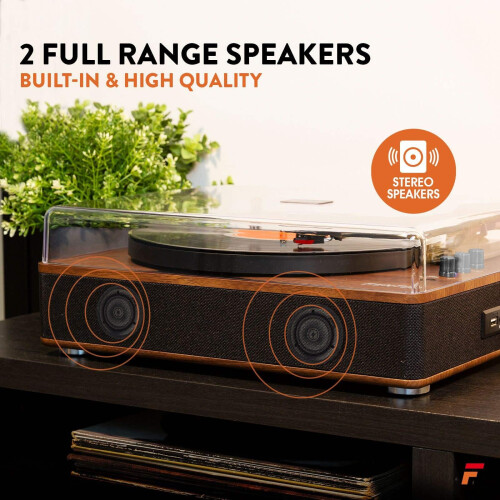Fenton RP162D Wood Turntable Record Player with Bl 2