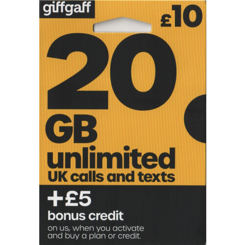 giffgaff O2 4G Multi Sim Card For PAYG - UNLIMITED