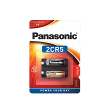 Panasonic 2CR5 Lithium Cylindrical Battery, Long Life Battery for Smoke Detectors, Photographic and Video Equipment, 6V (Pack of 1)