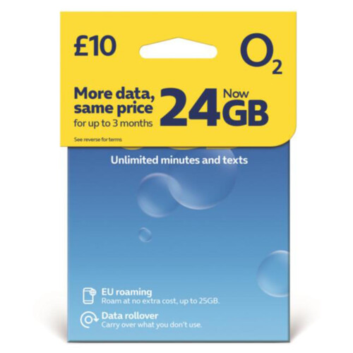 O2 PAY AS YOU GO SIM CARD WITH 10 BUNDLE - 8 GB A