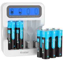Kratax 8-Pack AA Rechargeable Batteries with LCD C