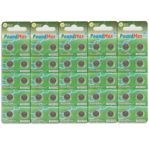 50 x AG13 LR44 1.5 V PoundMax Alkaline Button Cell