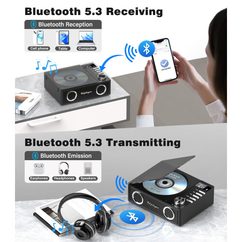Greadio Portable CD Player with Bluetooth 5.3, 400 2