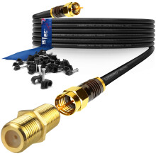 1STec 10m Long Black Gold Plated Male to Male Supe