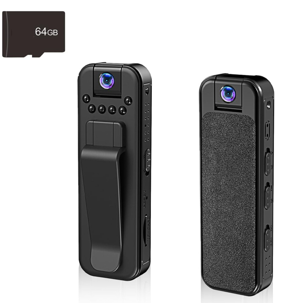 Hd 1080P Body Camera With Night Vision, 180 Lens, Rechargeable 64Gb Wearable Video Recorder 9187378945612