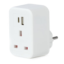 Status UK to European Adaptor, 1 Way, 2x USB A and
