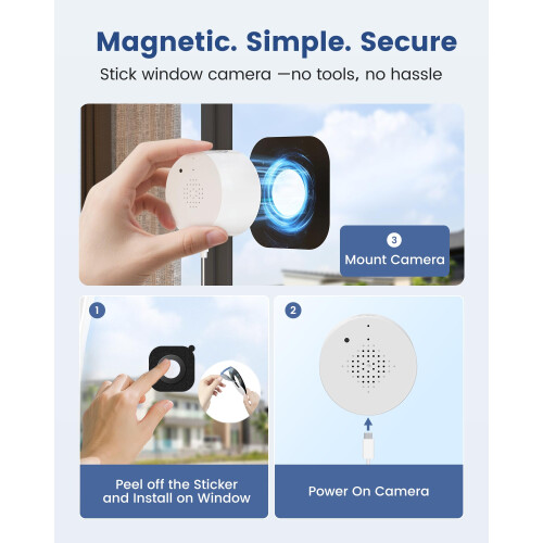 AKINGUAR 2 Pack 3MP 2K Window Camera, 2.4GHz & 5GH 1