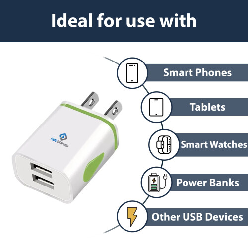 Pipestation UK to USA Plug Adapter with USB 2 Pack 1