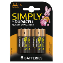 Duracell Simply Alkaline AA Batteries - Pack of 6
