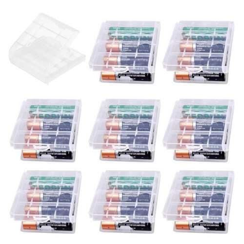 9 PCS AA/AAA Cell Battery Storage Cases, Hard Plas