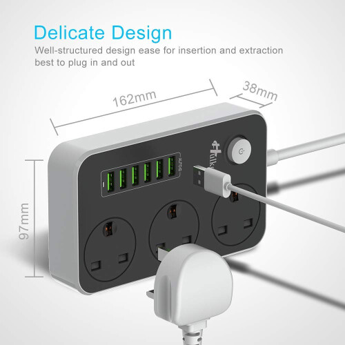 Hulker Power Strips with USB ports 3 Way Outlets 6 2