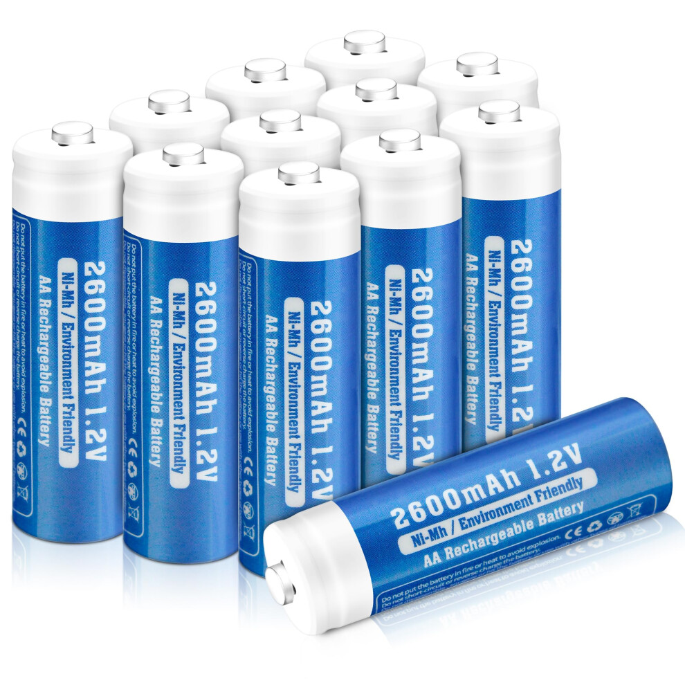12-Pack Rechargeable Aa Batteries, 2600 Mah Nimh, 40238487