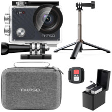 AKASO V50 X Action Camera Selfie Stick Bundle - In