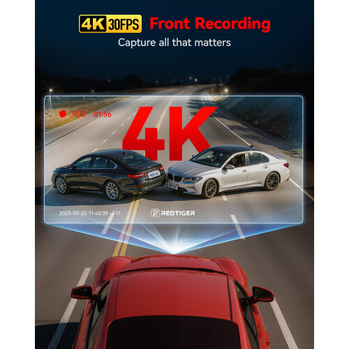 REDTIGER 4K Dash Cam Front, Mini dashcam with WiFi 2